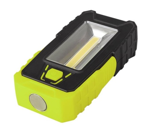 Фонарь светодиодный рабочий WL2-L2W/L03-gn 2COB(150лм)+3LED(30лм) IP44 яркий/эконом магнитное основание с вращением на 180град. ABS-пластик с прорезиненным покрытием 3хAAA (не в компл.) черн./зел. | код 5023222 | ФАZА