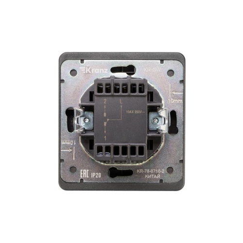 Выключатель ROUND одноклавишный проходной (переключатель) с подсветкой 10А скрытой установки механизм титан | код KR-78-0716-2 | REXANT фото 3