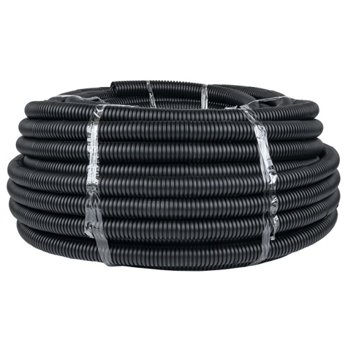 Труба гофр, ПНД с протяжкой d32 мм (25 м) черная-Plast | код tpnd-32-25m | EKF
