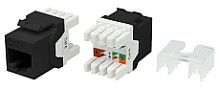 Hyperline KJ8-8P8C-C6-180-BK Вставка Keystone Jack RJ-45(8P8C), категория 6, тип 180 градусов, черная | код 432638 | Hyperline