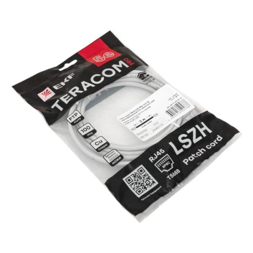 Патч-корд TERACOM PRO Cat.5E экранированный FTP оболочка LSZH серый (3.0м) | код TRP-5EFTP-LSH-3M-GY | EKF фото 5