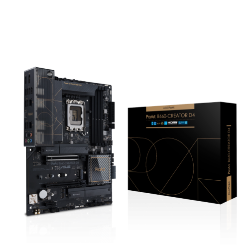 Материнская плата Asus PROART B660-CREATOR D4 Soc-1700 Intel B660 4xDDR4 ATX AC`97 8ch(7.1) 1 x 2.5Gigabit + Gigabit Ethernet RAID+HDMI+DP | код 1669379 | Asus