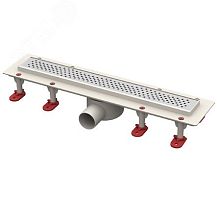 трап линейный с сухим затвором, с горизонтальным выходом d50 мм, решетка l600 мм, решетка нержавеющая сталь | код 101200378 | Татполимер