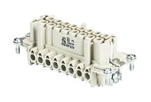 Розеточная контактная вставка REVOS, Size 16, винтовая фиксация, 6 силовых контактов / 2 сигнальных контакта + PE, 400/690 V, 16 A, материал контактов: медный сплав, покрытие контактов: олово | код 70.400.0640.0 | Wieland