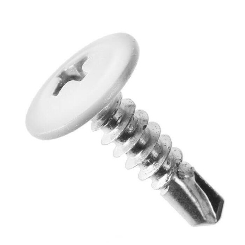 Саморез 4,2x32 с прессшайбой, сверло, цинк RAL 9003 Белый (100 шт/уп) Промрукав | код PR08.9224 | Промрукав