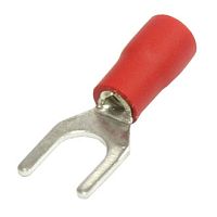 Наконечник кабельный вилочный изолированный RUICHI SVS1.25-5, 19 А, 16-14 AWG, красный, латунь луженая | код 61242 | Ruichi