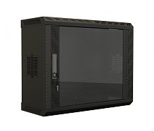 Hyperline TWS-0925-GP-RAL9004 Шкаф настенный 19-дюймовый (19), 9U, 480х600х250, со стеклянной дверью, несъемные боковые панели, цвет черный (RAL 9004) (собранный) | код 447456 | Hyperline