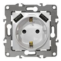 Розетка 2P+E 16A-250В, штор. с 2xUSB 5В-3А, Эра12, шампань (10/100/2000) 12-4109-04 | код Б0047843 | ЭРА