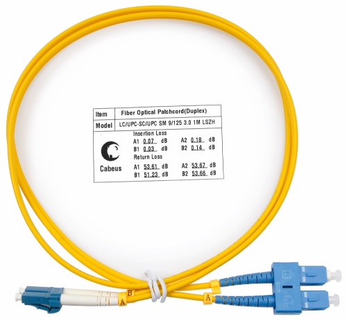 Шнур оптический duplex 1м LC-SC 9/125 sm LSZH | код FOP(d)-9-LC-SC-1m | Cabeus