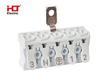 Клемма пружинная соединительная КСПнз5-3L+N+PE. 16A. с монтажной ножкой и заземлением под винт HLT | код 081-32-033 | HLT