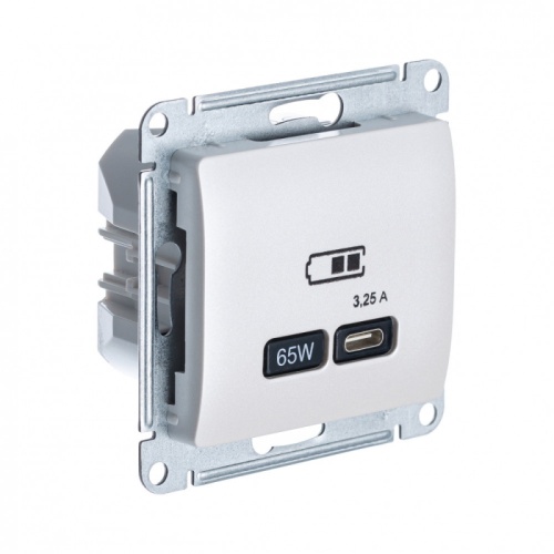 GLOSSA USB РОЗЕТКА тип-C 65Вт высокоскор.заряд. QC, PD, механизм, ПЕРЛАМУТР | код GSL000627 | Systeme Electric
