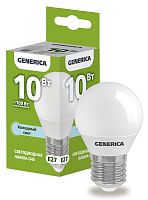 Лампа светодиодная G45 шар 10Вт 230В 6500К E27 GENERICA | код LL-G45-10-230-65-E27-G | IEK