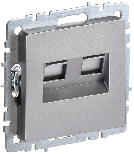 BRITE Розетка двойная RJ11+RJ45 кат.5E РК/Т12-БрС сталь | код BR-KT20-O-1-K46 | IEK
