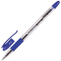 Ручка шариковая масляная с грипом BRAUBERG Glassy, СИНЯЯ, корпус прозрачный, узел 0,7 мм, линия письма 0,35 мм, 142698 | код 142698 | BRAUBERG