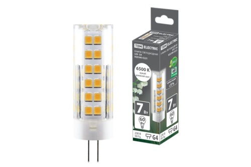 Лампа светодиодная G4-7 Вт-230 В-6500 К, SMD, 18,5x57 мм TDM | код SQ0340-0221 | TDM