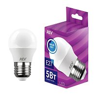 Лампа светодиодная LED-G45-E27-5Вт-4000K 5Вт шар 4000К нейтр. бел. E27 375лм 180-240В | код 32263 4 | REV