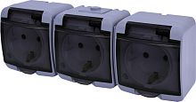 Розетка 3-я (Schuko) (серый_дымчатая крышка) (IP44/54) RHE-3sd-SR | код 004668075 | ETI