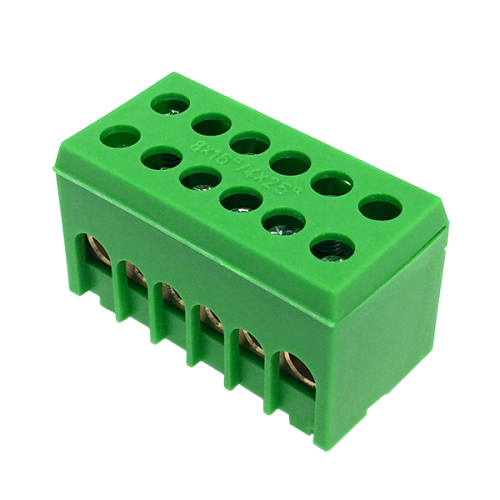 Клеммник Morek для заземления PE6H-2 2P 2x2,5_16 + 4x4_25mm? Cu, 63A, 500V, зеленый, IP20 | код MAD2006G15 | MOREK