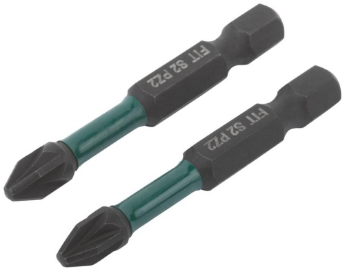 Биты кованые ударные, сталь S2, односторонние 50 мм PZ2, Профи 2 шт., блистер | код 57482 | FIT