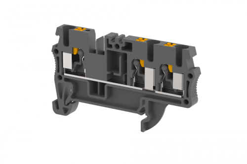 Клемма проходная PUSH-IN 2,5 мм2, на 3 подключения, черная PQ2.5-1X2-BLACK | код 3102050005 | Elmex