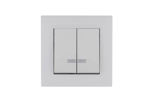 Выключатель 2-клав. с подсветкой Karea RIZZ бел. Makel 88001023