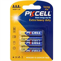 Солевой элемент питания PKCELL R03P-4B тип - AAА 4 шт в блистере | код R03P-4B | PKCELL
