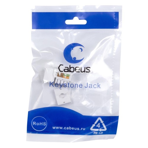Вставка Keystone Jack RJ-45, категория 6, заделка тип 110, белая | код 7129c | Cabeus фото 4