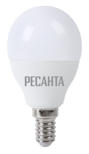 Лампа светодиодная LL-R-G45-7W-230-4K-E14 (шар, 7Вт, нейтр., Е14) Ресанта, , Шт | код 76/1/8 | РЕСАНТА