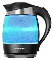 Чайник электрический Starwind SKG2218 1.8л. 2200Вт голубой/черный корпус: стекло/пластик | код 994885 | STARWIND