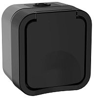 Розетка 1-м ОП TORS 16А IP55 TS120 с заземл. с крышкой графит | код TS-R16-16-55-K53 | IEK