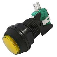 Кнопка GMSI круглая RUICHI 7B-C с LED подсветкой 12 В, 5 А, 30 мОм, 250 В, no-nc+nc-no, желтая | код 79599 | Ruichi
