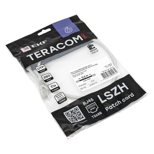 Патч-корд TERACOM PRO Cat.6 неэкранированный UTP оболочка LSZH серый (0.5м) | код TRP-6UTP-LSH-05M-GY | EKF фото 5