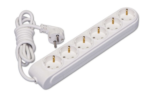 Удлинитель 6х2м с заземл. 16А IP20 ПВС 3х1.5 защ. шторки Makel N6210034