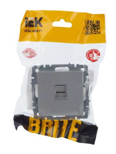 BRITE Розетка компьютерная RJ45 кат.5E РК10-БрА алюминий | код BR-K10-1-K47 | IEK фото 8