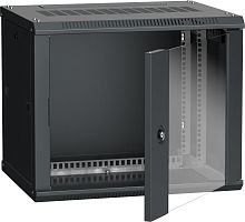 ITK Шкаф настенный LINEA W 9U 600х450мм дверь стекло RAL 9005 | код LWR5-09U64-GF | IEK