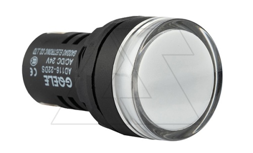 Индикатор светодиодный моноблочный AD116-22DS, белый, LED 110VAC/DC, IP65, 22mm | код AD116-22DS/W26 | GQELE