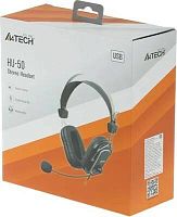 Наушники с микрофоном A4Tech HU-50 черный 2м накладные USB оголовье | код 1379905 | A4TECH