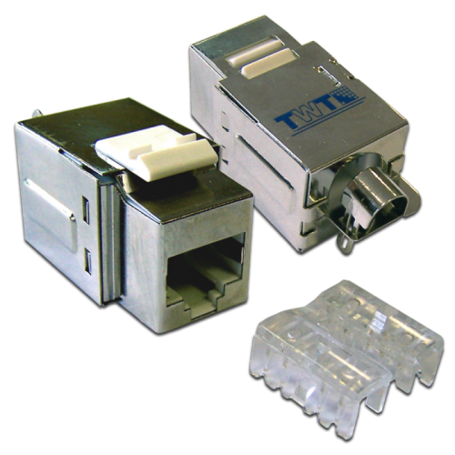 Модуль Keystone, RJ45 Port, Cat.5E, STP тип 110, экранированный с крышкой | код TWT-OK45STP-110WH | TWT