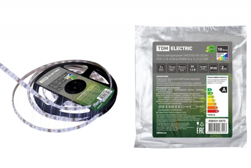Лента светодиодная SMD5050-60 LED/м-IP20-12 В-10 Вт/м-RGBW (4 в 1), (5 м) TDM | код SQ0331-0373 | TDM