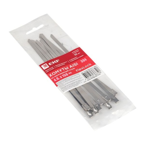 Хомут AISI 304 из нержавеющей стали, 4,6x150 (10 шт,) FlexLock PROxima | код plc-fl-tss-304-4.6x150-r | EKF фото 3