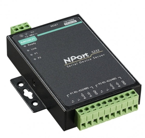 Сервер NPort 5232-T 2 port RS-422/485,10/100 Ethernt,t:-40/+70, без адаптера питания | код 00-01164044 | MOXA