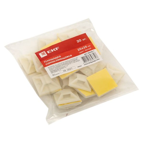 Площадка самоклеящаяся (25х25мм,) белая (20шт,) PROxima | код plc-25x25-r | EKF фото 3