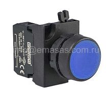 Кнопка нажимная круглая с подсветкой-светодиод 12-30V AC/DC синяя (1HO), CP170DM | код CP170DM | EMAS