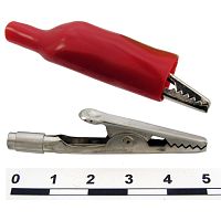 Зажим-крокодил RUICHI 8-0031 с резьбовым гнездом 8-12 UNC, 10 мм, 5 А, красный | код 70095 | Ruichi