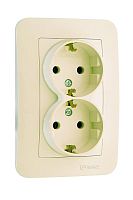 Розетка 2-м СП Lillium N 10А с заземл. крем. Makel 55282