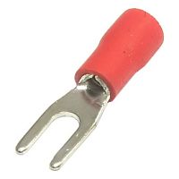 Наконечник кабельный вилочный изолированный RUICHI SV1.25-3.2, 19 А, 22-18 AWG, красный, латунь луженая | код 61237 | Ruichi