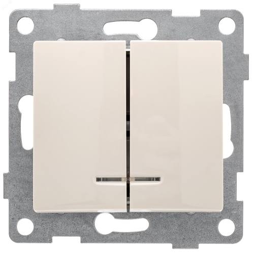 GUSI Bravo механизм выключателя 2кл. (инд), скрытая установка, 10А, 250В. Цвет: бежевый. | код С10В28-003 | GUSI ELECTRIC