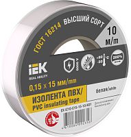 Изолента 0,15х15мм белая 10м | код EX-IZ10-C15-15-10-K01 | IEK