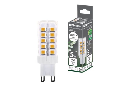 Лампа светодиодная G9-5 Вт-230 В-6500 К, SMD, 16x49 мм TDM | код SQ0340-0224 | TDM