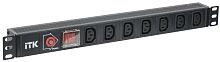 ITK PDU 7 розеток C13, с выкл. и защитой от перенапр, 1U, вх. C14, без шнура, алюминиевый профиль | код PH13-7C133 | IEK